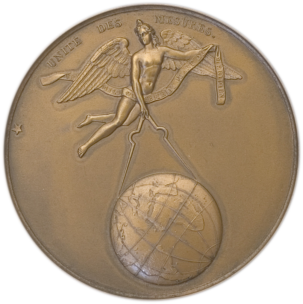 Медаль к 100-летию введения метрической системы во Франции (аверс)